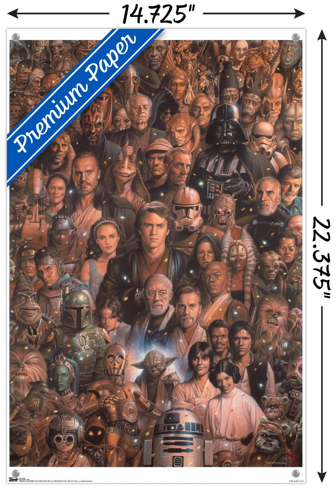 Star Wars: Saga - Character Collage Wall Poster with Push Pins, 14.725" x 22.375"