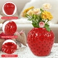 thumbnail image 6 of Threns Strawberry Vase Decorative Strawberry Shaped Planter Cute Fruit Vase Ornament for Flowers Pens Table,Red,4.72" × 4.13" × 4.72", 6 of 8