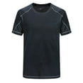 thumbnail image 2 of YONGHS Men's Short Sleeve Workout Shirts Rash Guard Tops Athletic T-Shirt Dark Grey M, 2 of 6