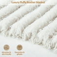 thumbnail image 5 of JONIYEAR Decorative Oversized Thick Fluffy Feather Faux Fur Throw Blanket 60" x 71", Extra Soft Long Shaggy Fuzzy Blanket, Reversible Warm Elegant Furry Blanket for Gift Wedding Bed, Twin Size, White, 5 of 10