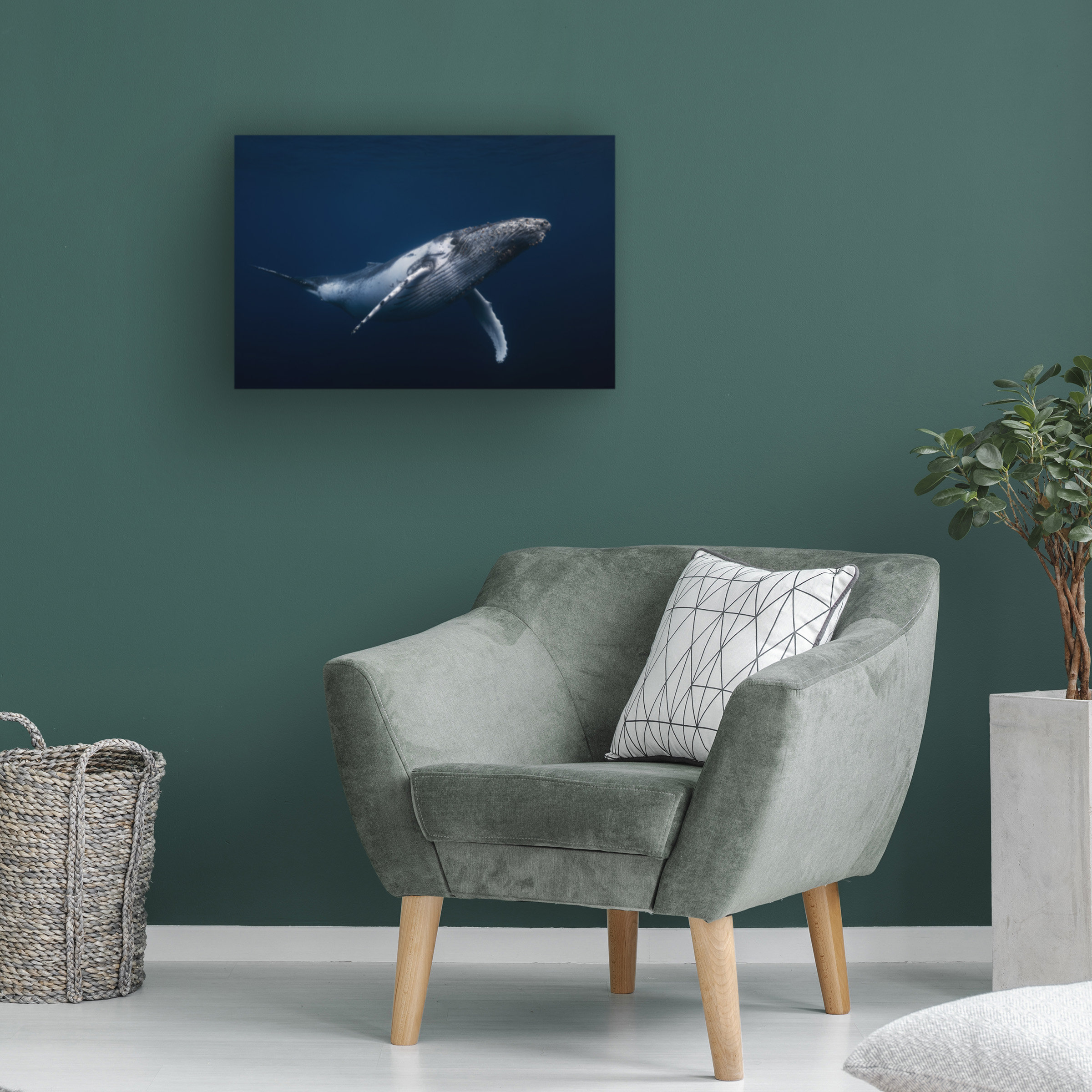 Barathieu Gabriel 'Humpback Whale In Blue' Canvas Art