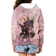 thumbnail image 4 of Uourmeti 3D Horse Peach Blossom Teen Girls Hooded Pullover Long Sleeve Soft Comfy with Pockets Casual Loose Top for Travel Size 6-9, 4 of 7