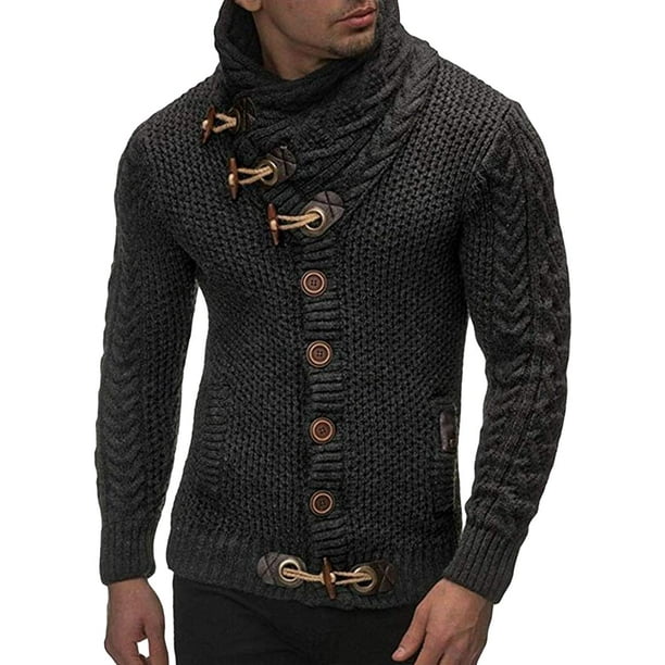 Boutons Cardigan Solide Couleur Chemise pour Hommes Pull Tricot
