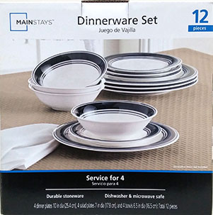 Mainstays Blue Banded 12-Piece Stoneware Dinnerware Set - image 3 of 6