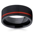 thumbnail image 2 of Red Tungsten Wedding Band Black Tungsten Ring 8mm Red Tungsten Ring Anniversary Ring Engagement Men and Women Comfort, 2 of 3