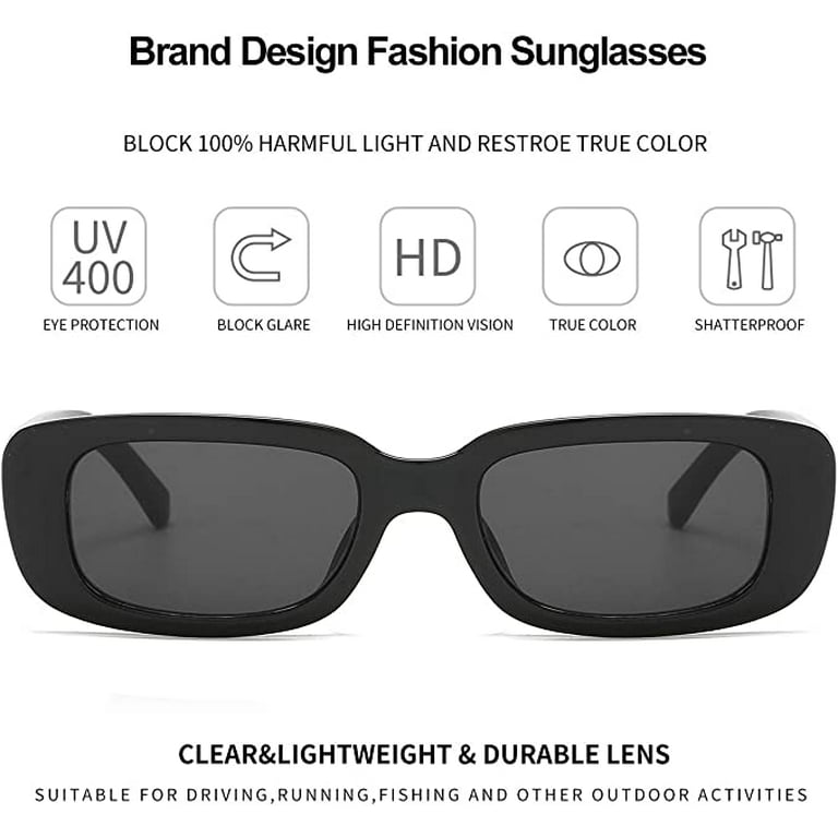 Vintage Gray Square Sunglasses Women Brand Designer Clear Lens