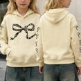thumbnail image 2 of LRen Girls Hoodies Size 14-16, Girl Bow Leopard Printed Hoodies Drop Shoulder Long Sleeve Sweatshirts Pullover Preppy Back To School Cute Valentines Clothes,Beige,4-5 Years, 2 of 7