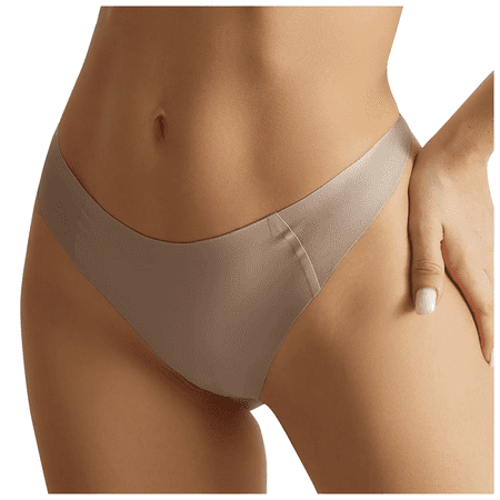Fulorrnie Seamless Thong Yoga Fitness Lingerie Seamless Brief Underwear Low Rise Panty for Women  Khaki  S
