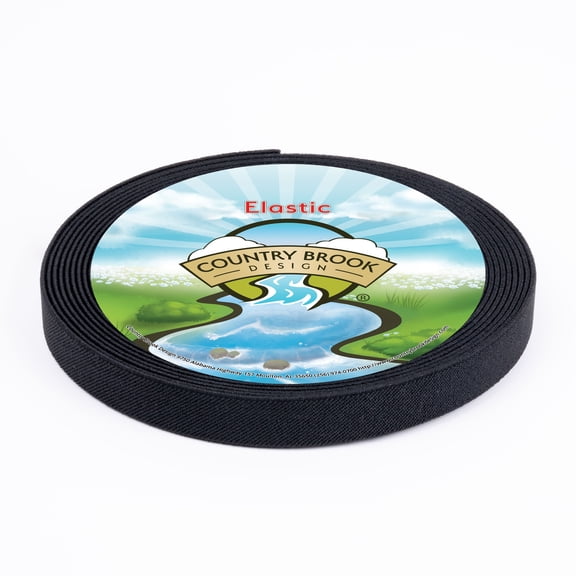 Country Brook Design® 1 inch Black Elastic Polyester Webbing, 6 Yards
