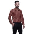 thumbnail image 4 of BESTMAN Chemise en Coton pour Hommes Manches Longues Imprimée Col Évasé Slim Formelle, 4 of 5