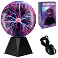thumbnail image 1 of Luz de bola de plasma Lámpara de bola de plasma de vidrio de 4/6 pulgadas Control de voz Esfera electrostática Luz intermitente USB Bola mágica Trueno Luz nocturna Lámpara de bola sensible al tacto y, 1 of 11