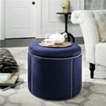 thumbnail image 2 of Safavieh Jody Modern Glam Round Storage Ottoman w/ Silver Nail Heads, 2 of 10