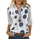 thumbnail image 4 of Mujeres Casual Cuello en V Botón Hallow Out 3/4 Manga Camisas Túnica Floral Impreso Pullover Tops Fridja  fjkfkj3931, 4 of 9