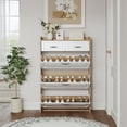 thumbnail image 3 of Jopath Shoe Organizer White +Oak Color Shoe Cabinet With 3 Doors 2 Drawers,Large Space For Storage With 2 Drawers, Shoe Storage Cabinet For Living Room, Hallway, Entryway, 3 of 6