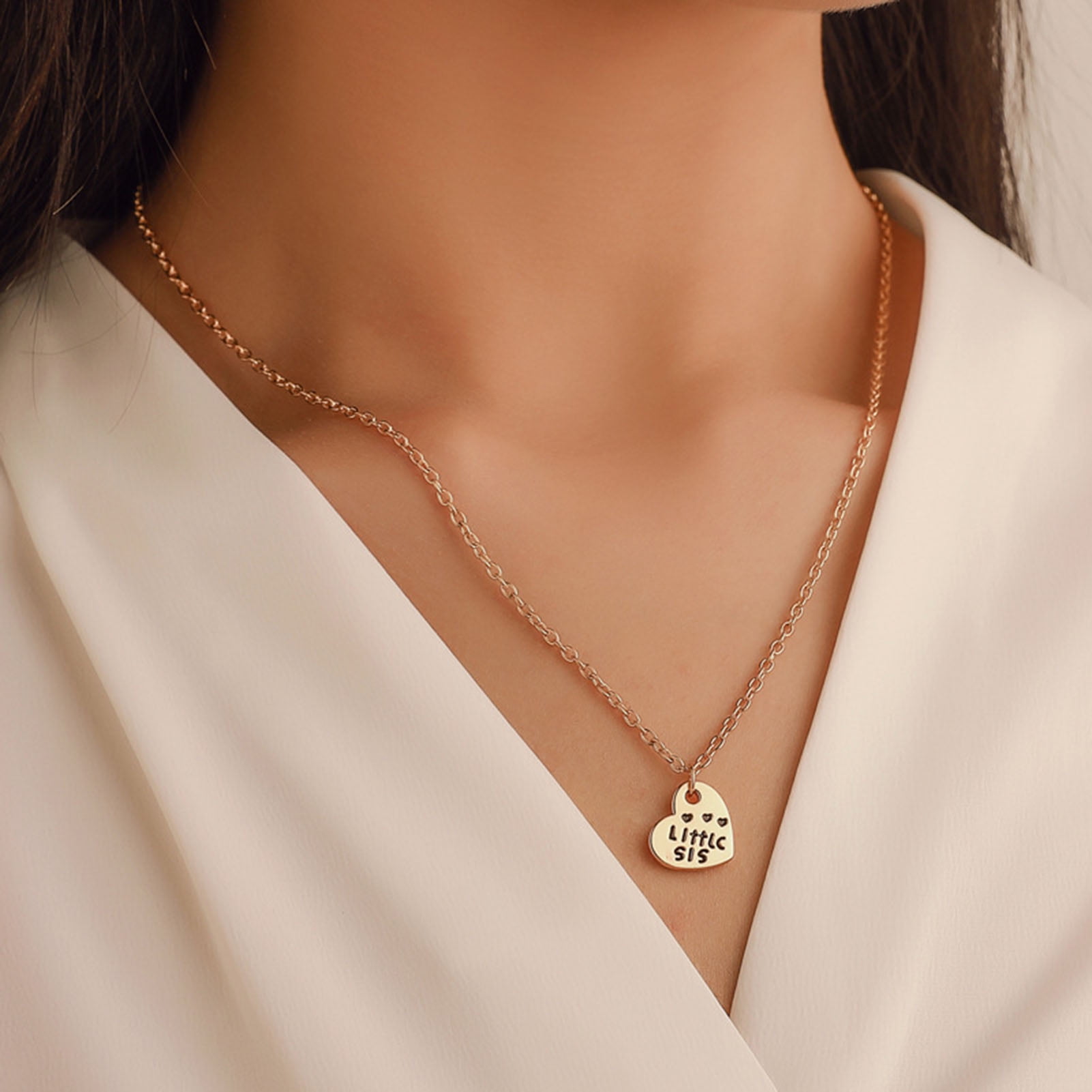 3Pcs Set Sister Necklace Set Heart Shape Family Contrast Color Siblings Three Sisters Lady Necklace Set Gift Walmart