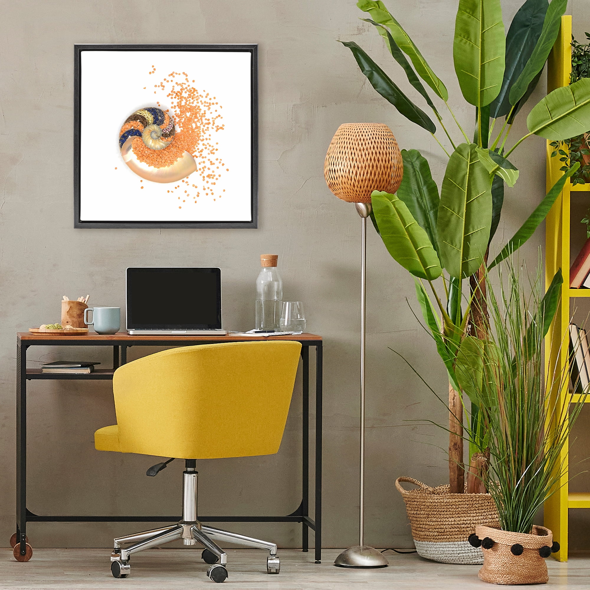 Stupell Industries Orange Nautilus Spiral Black Framed Floater Canvas Wall Art, design by Beth Adoette