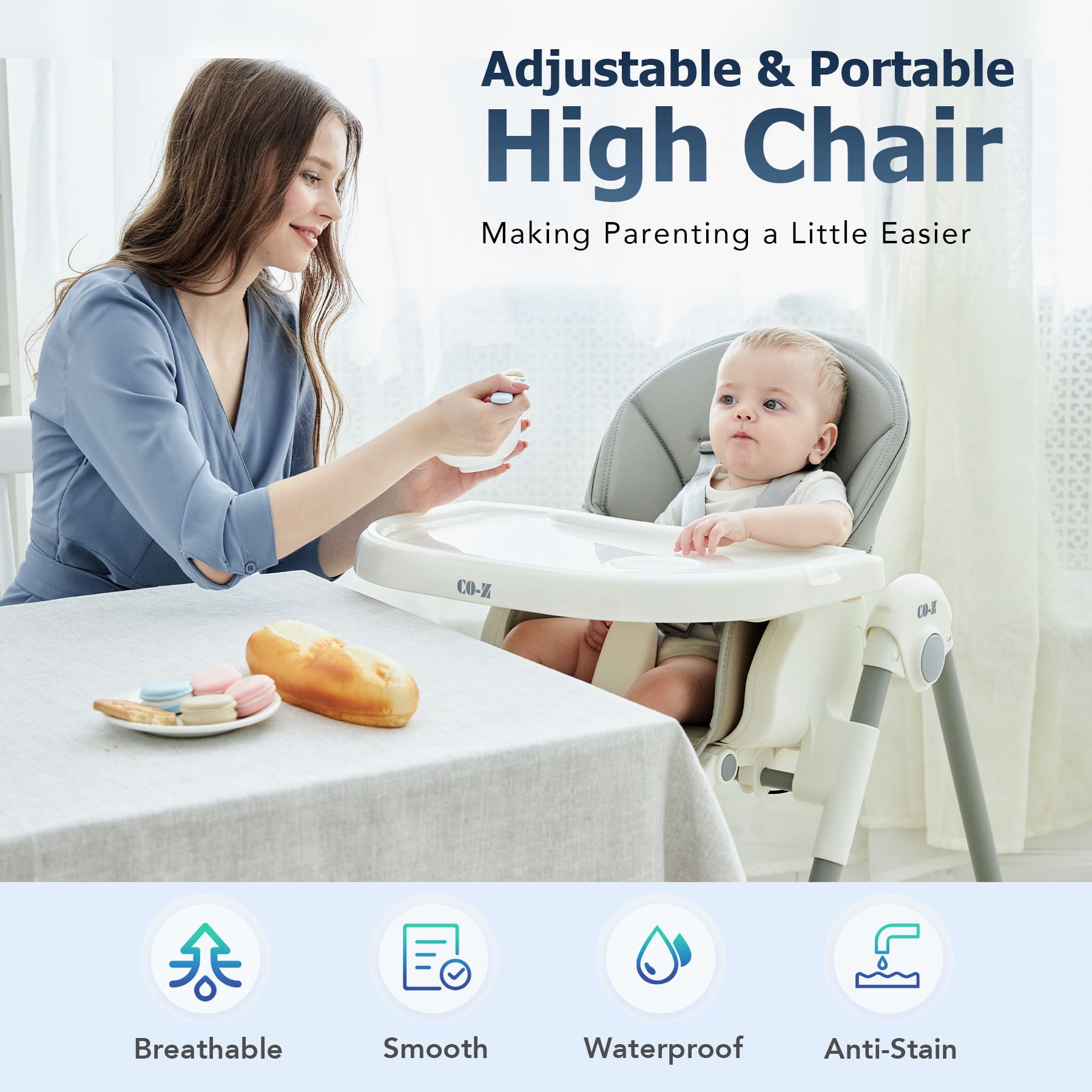 Foldable & Portable Height Chair for Toddlers Blue Adjustable Little Bosses R Us Foldable Baby High Chair Seat with Footrest