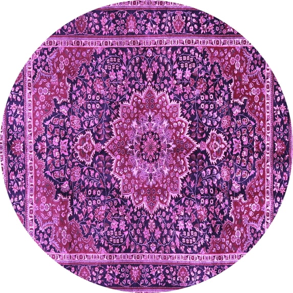 Ahgly Company Indoor Round Medallion Purple Traditional Area Rugs, 6' Round
