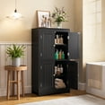 thumbnail image 3 of Kitchen Pantry Storage Cabinet with 4 Magnetic Doors and Adjustable Shelves, Black, 3 of 8