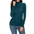 thumbnail image 2 of Womens Long Sleeve Turtleneck T-Shirts Lightweight Slim Fit Cozy Solid Color Tops Fall Winter Basic Casual Pullover Tees, 2 of 7