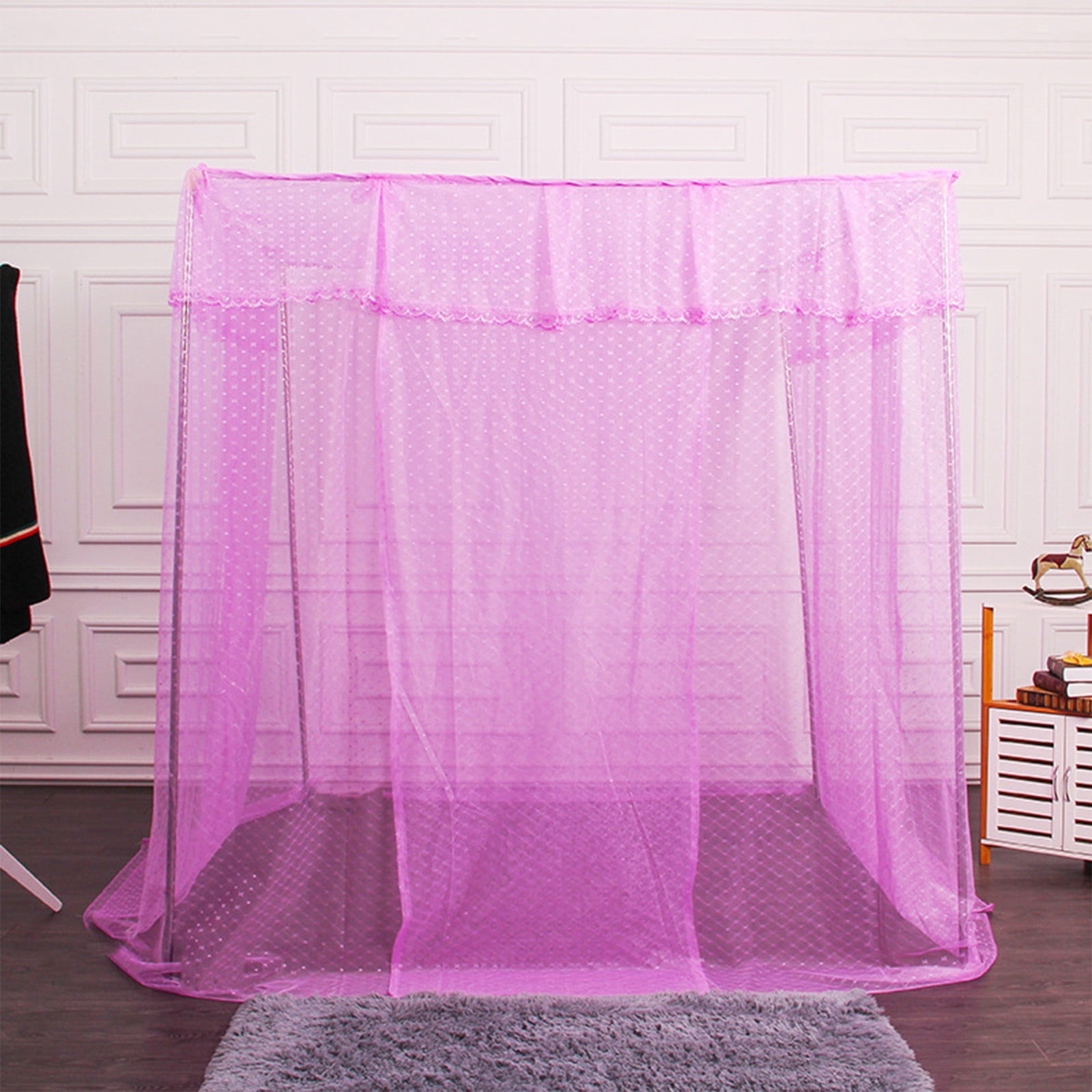 PureCasa Mosquito Net Bed Canopy for Girls, Round Hoop Sheer Bed Canopies for Kid Room Bedroom, Dome Mosquito Netting Tent Twin Size, Side Opening, Dreamy Home Decor, 61"x83"x79", 1PC, Purple