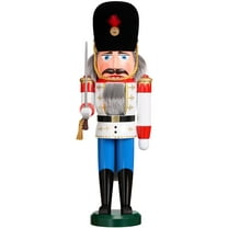 German nutcracker Dane white, height 39 cm / 15 inch, original Erzgebirge by Seiffener Volkskunst