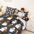 thumbnail image 3 of Manfei Cartoon Ghost Halloween Bed Sheets,Bat Silhouette Full Size Sheets,4 Pieces,1 Flat Sheet,1 Fitted Sheet and 2 Pillowcases, 3 of 6