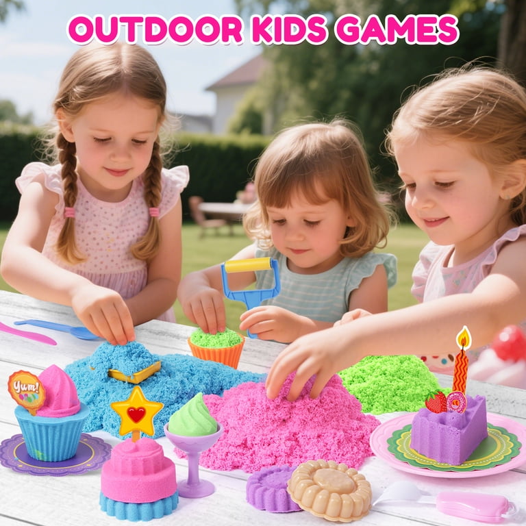 BILLEEIT Cake & Ice Cream Sensory Bin Sand Toy for Kids Ages 3+