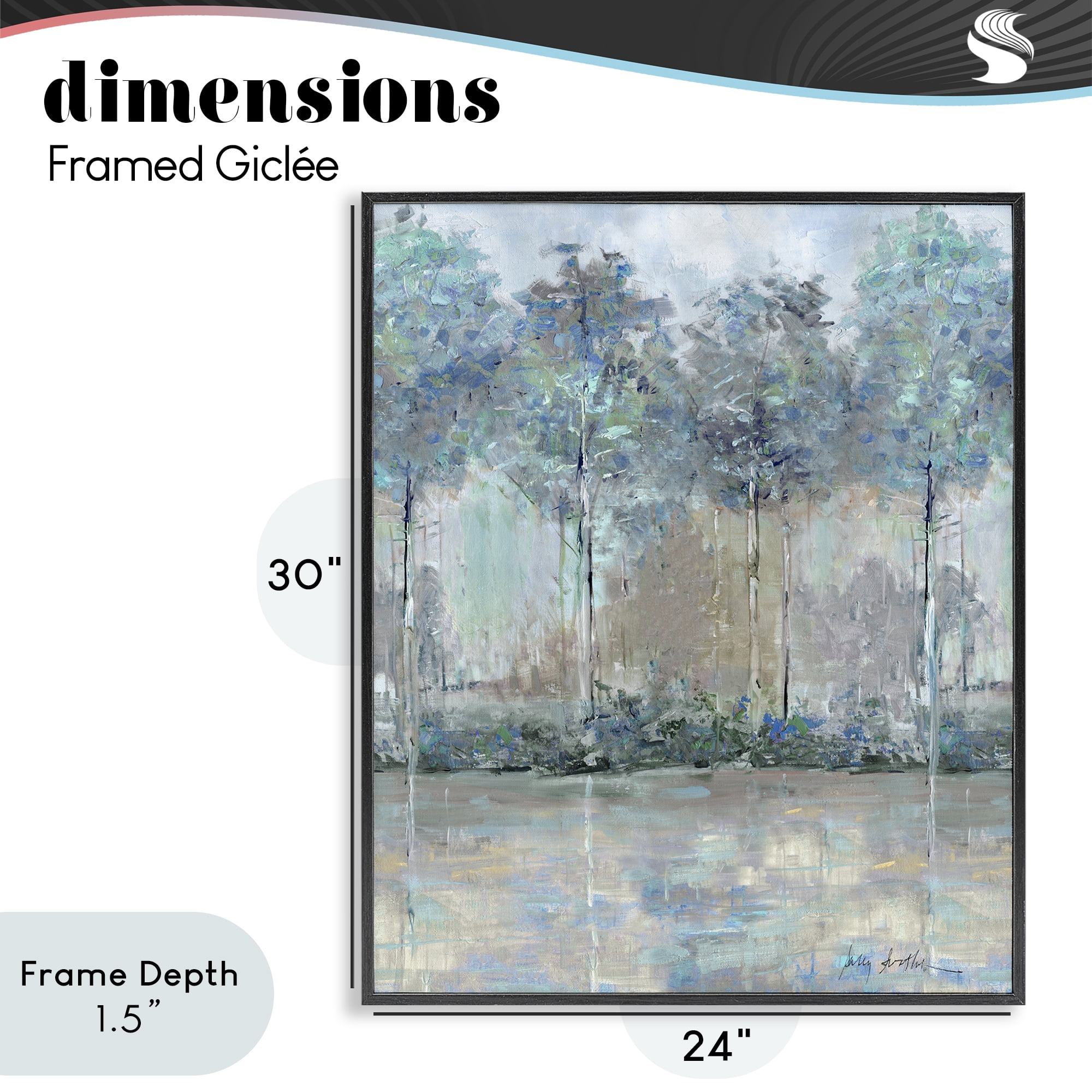 Stupell Industries Subdued Impression of Trees Black Framed Giclee Art, design by Sally Swatland