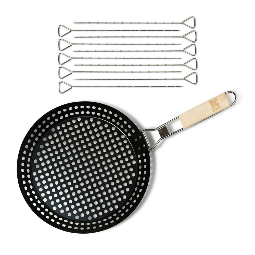 Kynzer BBQ Grilling Pan NonStick Heavy Duty Metal Barbecue Wok Pan