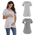 thumbnail image 2 of T-shirts de Maternité d'Été pour Femmes, Nouvelle Mode, pour Femmes Enceintes, Col Rond, Manches Courtes, T-Shirt de Grossesse en Coton, T-Shirt d'Allaitement, 2 of 4