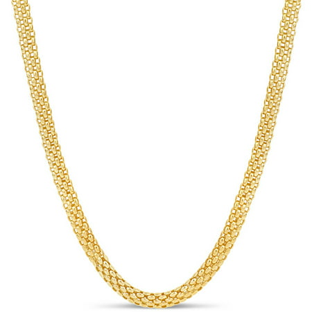18kt Gold over Sterling Silver 5mm Basketweave Flex Chain Necklace, 20
