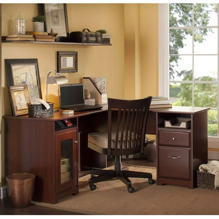 Bush Furniture Cabot Collection 60; L-Desk, Harvest Cherry