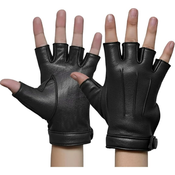 Jtbuh XLY Women’s Leather Fingerless Driving Gloves Soft Sheep Genuine Leather Fingerless Gloves for Women Car, Motorcycle