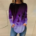 thumbnail image 2 of Jewelreauty Womens Round Neck Long Sleeve Shirts Casual Gradient Color Pullover Tops Plus Size Loose Tunic T-Shirts (L, Purple), 2 of 6