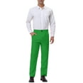 thumbnail image 2 of INSPIRE CHIC Men's Formal Flat Front Straight Fit Solid Prom Dress Pants 30 Dark Green, 2 of 6