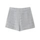 thumbnail image 5 of Conjunto de 2 piezas de moda para mujer, abrigo a cuadros con cuello redondo y botonadura sencilla y pantalones cortos vintage con cremallera lateral,, 5 of 5