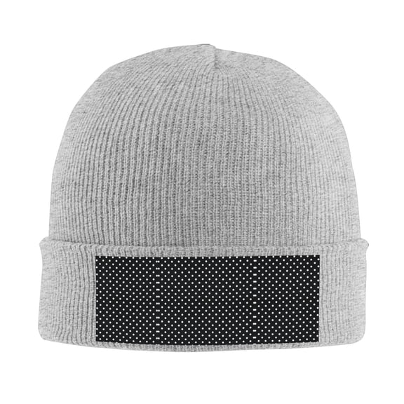 Black Polka Dot Winter Beanie Hats for Men Women Warm Cozy Knitted Cuffed Skull Cap Gray