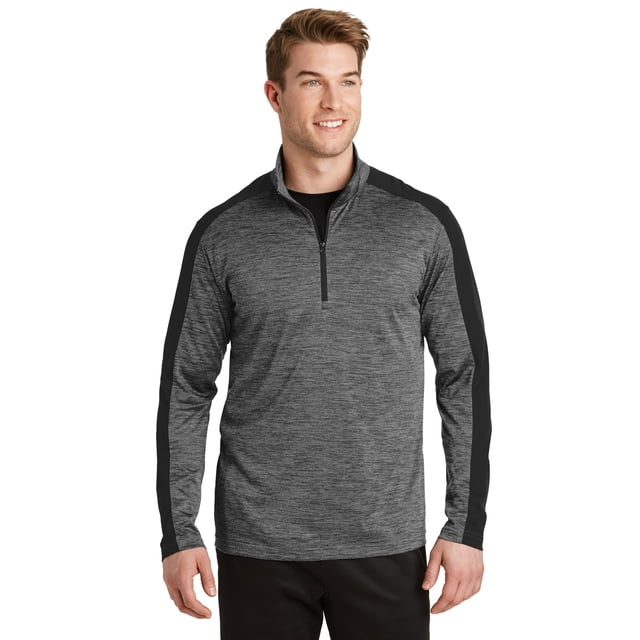 Jersey con cremallera de 1/4 Sport-Tek® PosiCharge® Electric Heather Colorblock. ST397 deporte-tek ST397
