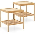 thumbnail image 1 of 2 PCS 2-Tier Bedside End Table Bamboo Nightstand for Living Room Bedroom, 1 of 9