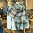 thumbnail image 2 of Yuanlong Winter Scarves Unisex Gradient Plaid Pattern Thick Shawls Wraps With Tassels Warm Soft Neckwear Ladies Scarfs, 2 of 3