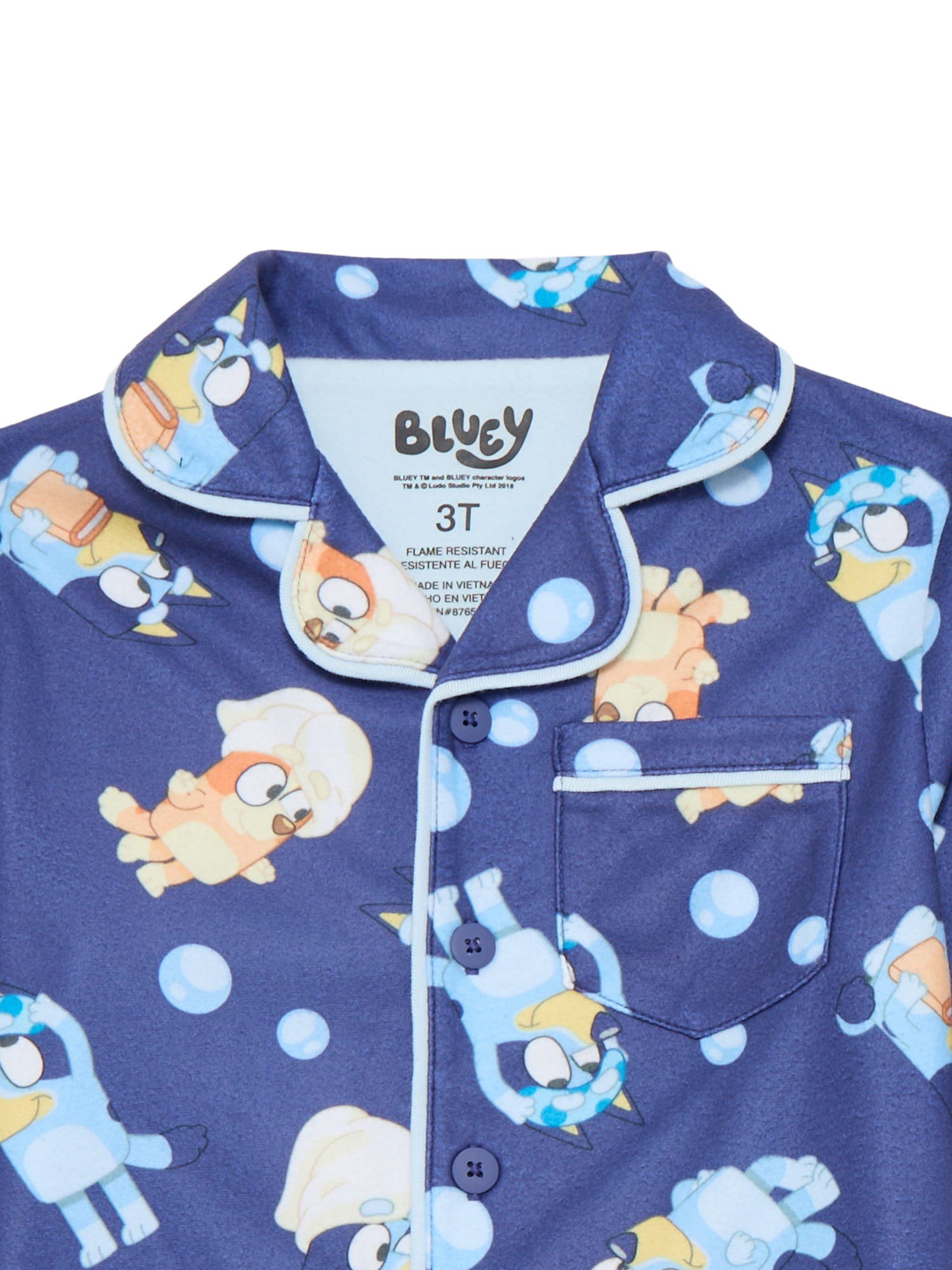 Bluey Toddler Boys or Girls Long Sleeve Top and Pants Pajama Coat Set, 2-Piece, Sizes 2T-5T