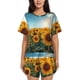 thumbnail image 1 of Balery Sunlit Sunflower Field Conjunto de Pijama para Mujer con Estampado, Dos Piezas de Manga Corta y Shorts, Ropa de Dormir Suave con Cuello Redondo y Bolsillos-XX-Large, 1 of 6