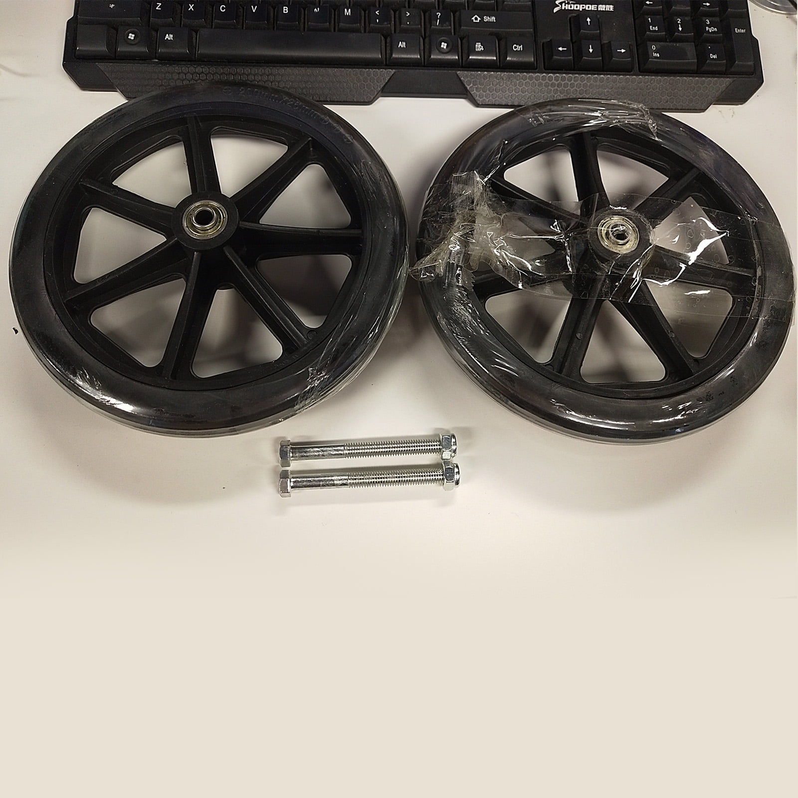 Mulanimo 1 Pair 8Inch Front Wheelchair Wheel Solid Tires Bearing Solid