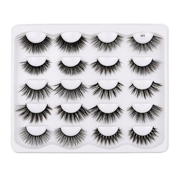 Pestañas naturales, pestañas postizas, pestañas cortas, pestañas postizas gruesas naturales, 10 pares de pestañas mixtas, pestañas de visón de imitación, pestañas postizas artificiales puras, pestañas