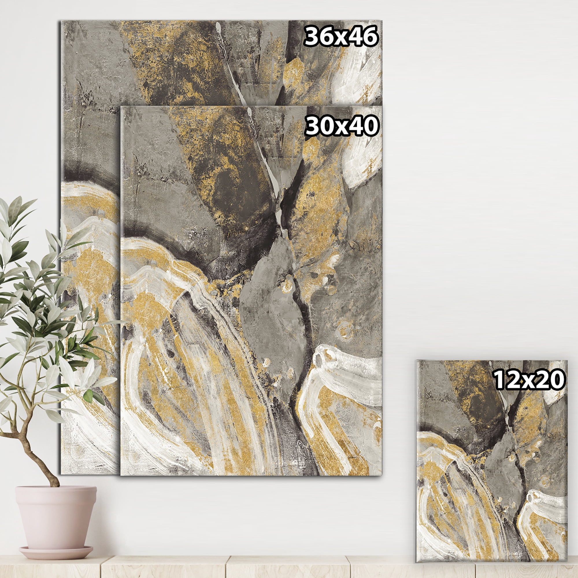 Designart 'Glam Phoenix Neutral' Modern Glam Premium Canvas Wall Art