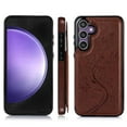 thumbnail image 2 of Dteck Case Compatible with Samsung Galaxy S25,Magnetic Clasp Leather Wallet with Card Slot Butterfly Embossing Case Flip Kickstand Protective Phone Cover for Galaxy S25,Brown, 2 of 8