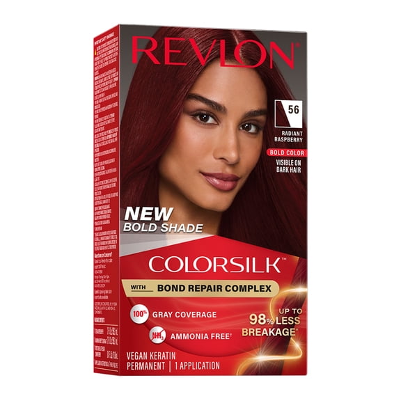 Revlon ColorSilk Permanent Hair Color, Bond Repair Complex, 56 Radiant Raspberry, 1 pack
