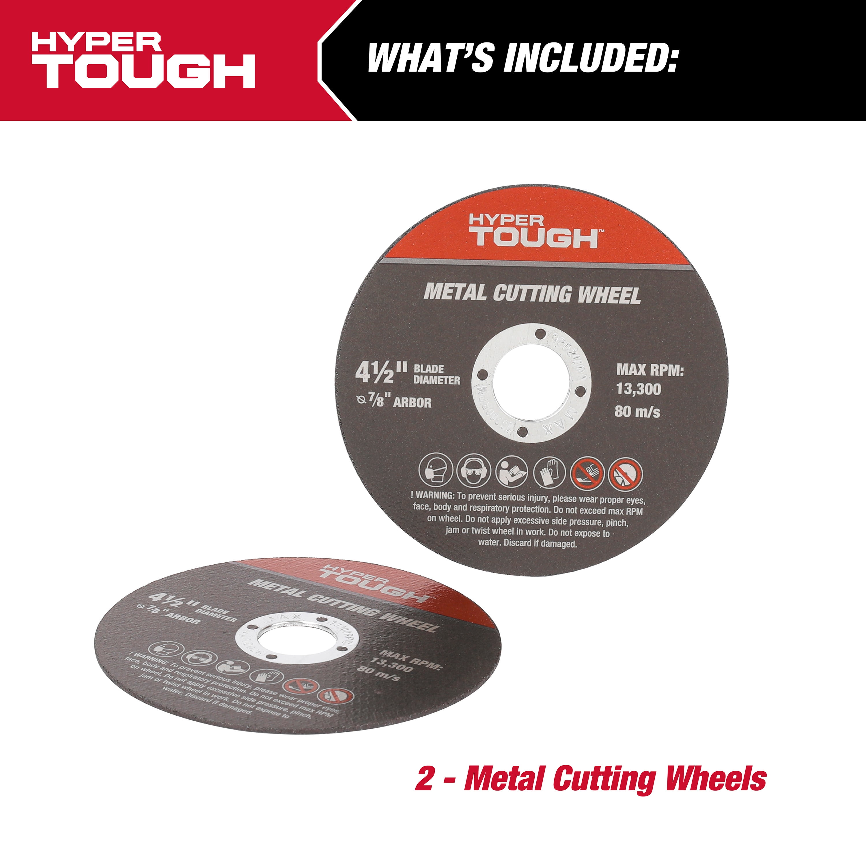 (3 pack) Hyper Tough 2-Pack Aluminum Oxide Metal Cutting Wheels, 43177