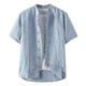 thumbnail image 2 of Summer Men's Linen Short-sleeved Shirt Chinese Style Retro Buckle Stand Collar Linen, 2 of 4